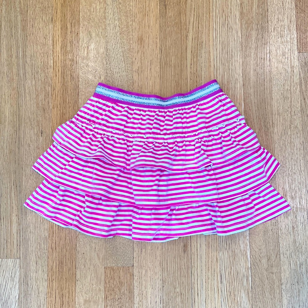 Mini Boden Girls Ruffle Skort 6-7y Pink White Stripe